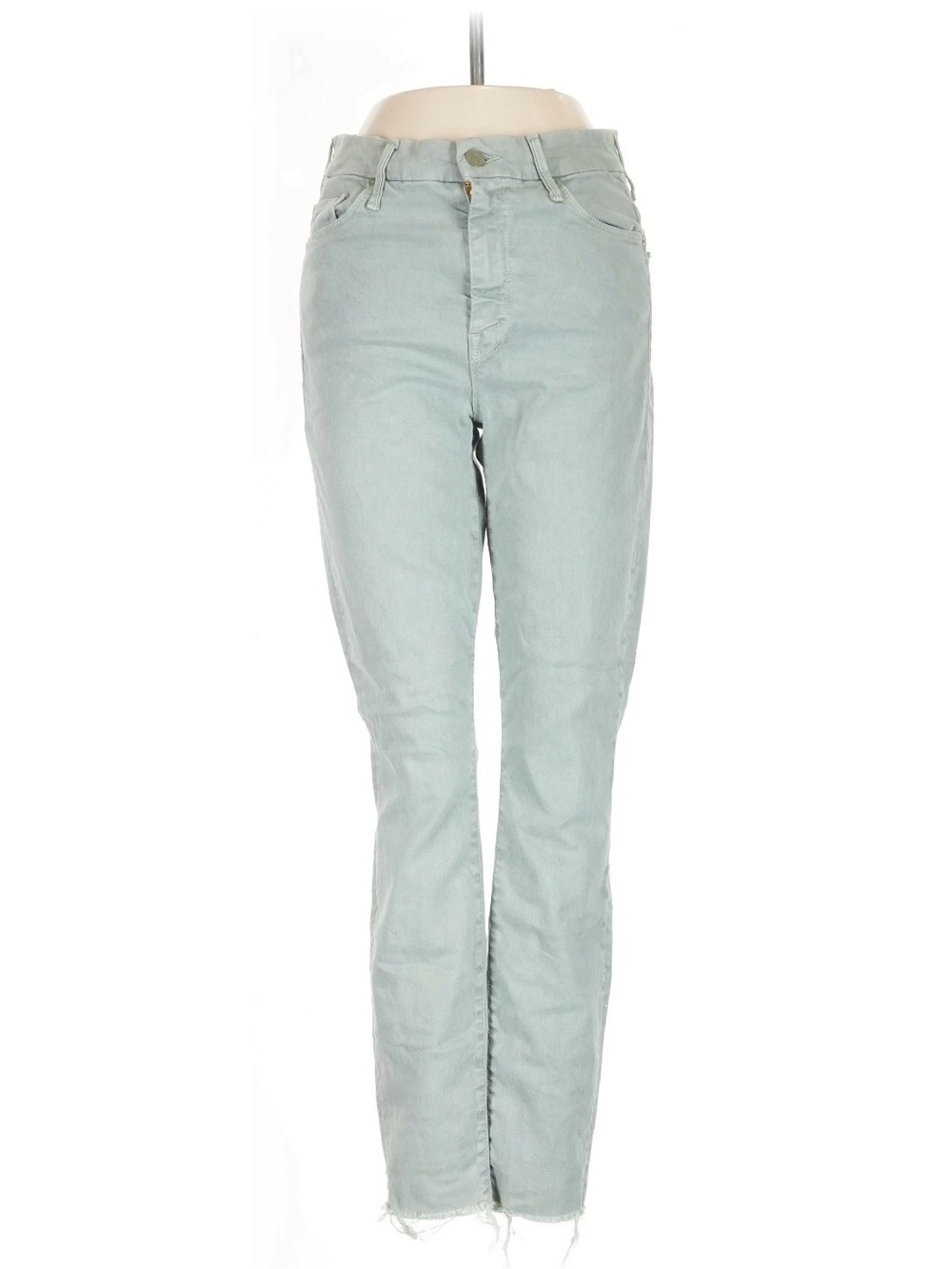MOTHER High Waisted Looker Ankle Fray Jeans Army Green Size 27